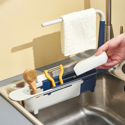 Kệ Gác Bồn Rửa Chén Co Giãn Đa Năng – Có Giá Treo Khăn Tiện Lợi - HÀNG CHÍNH HÃNG MINIIN