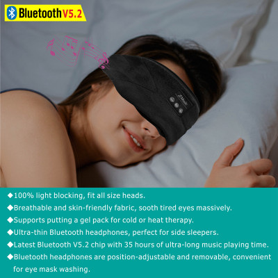 Mặt Nạ Che Mắt Ngủ Có Tai nghe Bluetooth 5.2 Nghe Nhạc Thư Giãn, Tập Luyện Yoga, Tránh ánh sáng và âm thanh, tích hợp tiếng ồn trắng - Hàng Chính Hãng