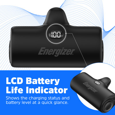 Sạc dự phòng Energizer 4,600mAh 3.6V Li-ion UE4600PQBK,Sạc nhanh PD 22.5W, bảo hành 24 tháng 1 đổi 1 - Hàng chính hãng