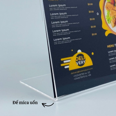 Kệ mica 1 mặt Enter F01-L 300x210mm A4 ngang, Kệ menu chữ L, Khung thông tin sản phẩm, Khung bảng giá, Kệ trưng bày để bàn