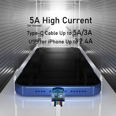 Cáp sạc nhanh 2.4A Baseus Mini White kết nối iPhone dây tròn dẻo đồng bộ dữ liệu cao dài 100CM - Hàng chính hãng