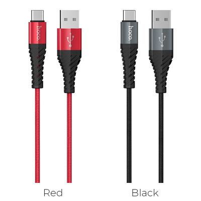 Cáp sạc nhanh chuẩn Type C Hoco, sạc nhanh 2.4A Max, cáp bọc dù dành cho Samsung Galaxy Note 9, Note10, S9, S10, S10+, X38 - Hàng chính hãng