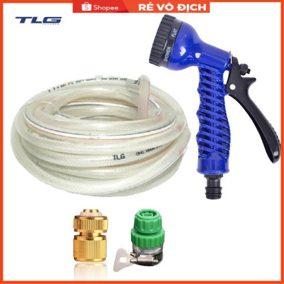 Bộ dây vòi xịt rửa xe, tưới cây, dọn dẹp nhà cửa 15m (cút đồng nối nhựa xanh) 206843
