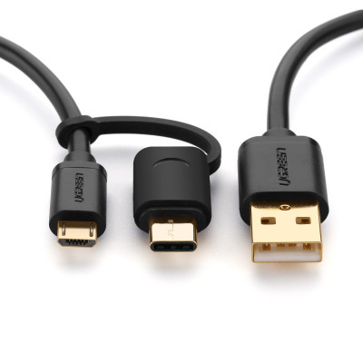 Dây Micro-USB đa năng 2 trong 1 kèm đầu chuyển USB Type C UGREEN US142 - Hàng Chính Hãng
