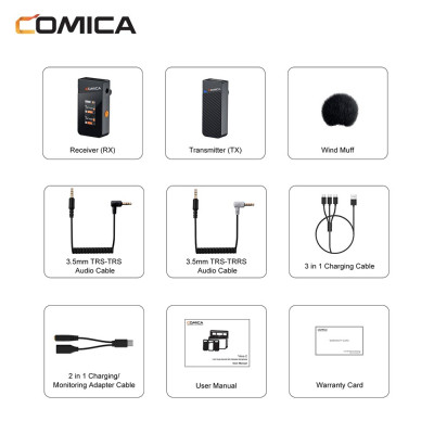 ROGTZ - Micro Thu Âm Không Dây Vimo  C Âm Thanh Chất Lượng Cao Lọc Tiếng Ồn Phạm Vi Thu Phát Song Rộng 200m Pin Lâu Hỗ Trợ Kiểm Âm Sạc Điện Thoại Dễ Sử Dụng Youtube Vlog Livestream Ghi Âm Giọng Nói 1/2 Micro  2.4GHz DSP 24bit/48kHz Hàng Chính Hãng