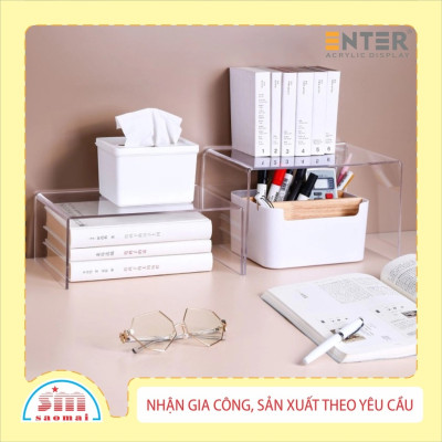 Kệ livestream, Kệ mica chữ U trong suốt để đồ đa năng, Kệ trưng bày mica 3 mặt uốn Enter TB132 200x80x120mm mica dày 3mm (20)