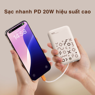 Pin sạc dự phòng sạc nhanh PD 20W ROCKSPACE P28 10.000 mAh Magnetic PD tích hợp cáp sạc nhanh - Hàng chính hãng bảo hành 12 tháng