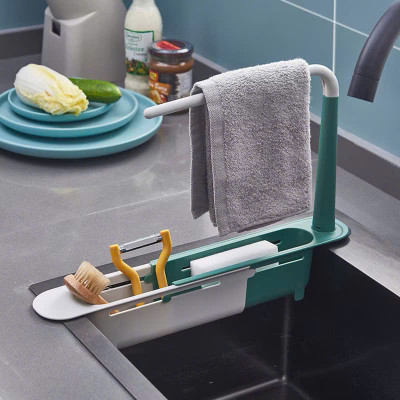 Kệ Gác Bồn Rửa Chén Co Giãn Đa Năng – Có Giá Treo Khăn Tiện Lợi - HÀNG CHÍNH HÃNG MINIIN