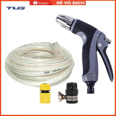 Bộ dây và vòi xịt tăng áp rửa xe tưới cây 206817(cút nhựa nối đen 712-2)