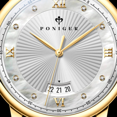 Đồng hồ nam PONIGER P203-1 Chính Hãng ,Kính sapphire nguyên khối ,chống xước,chống nước 50m,mặt trắng vỏ vàng dây da nâu xịn, Vỏ máy thép không gỉ 316L,Đồng hồ cơ (Automatic) bảo hành 24 tháng, hàng mới 100%,thiết kế đơn giản trẻ trung và sang trọng