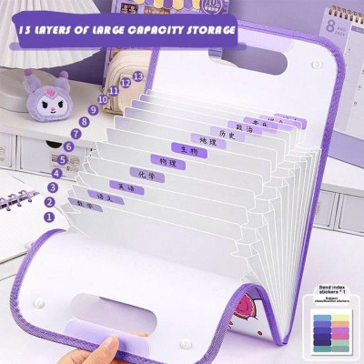 Túi bìa lưu trữ  13 lớp đựng , giấy A4 , tài liệu ,  trong suốt  chống thấm nước , nút bấm quai xách đa năng nhiều ngăn giúp phân loại rõ ràng, dễ tìm kiếm.
