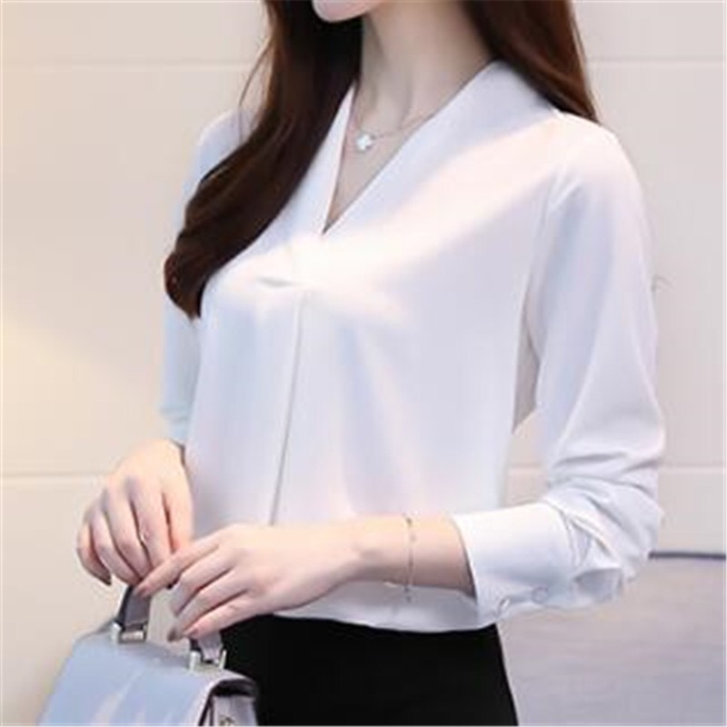Áo sơ mi công sở kiểu áo sơ mi kiểu đắp chéo cổ V QK01 - Áo sơ mi công sở hàn quốc