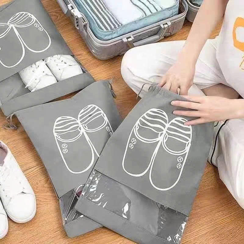 Giỏ đựng giày , Túi đựng giày dép dây rút Có Hình chống bẩn đi du lịch dã ngoại