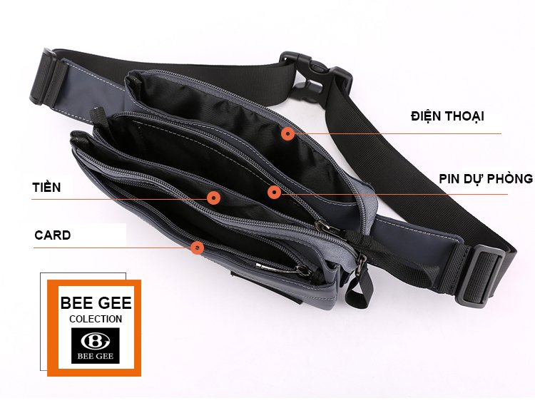 Combo Túi đeo chéo, ba lô Nam Nữ thời trang UNISEX BEE GEE 5104 tặng túi bao tử BEE GEE 130