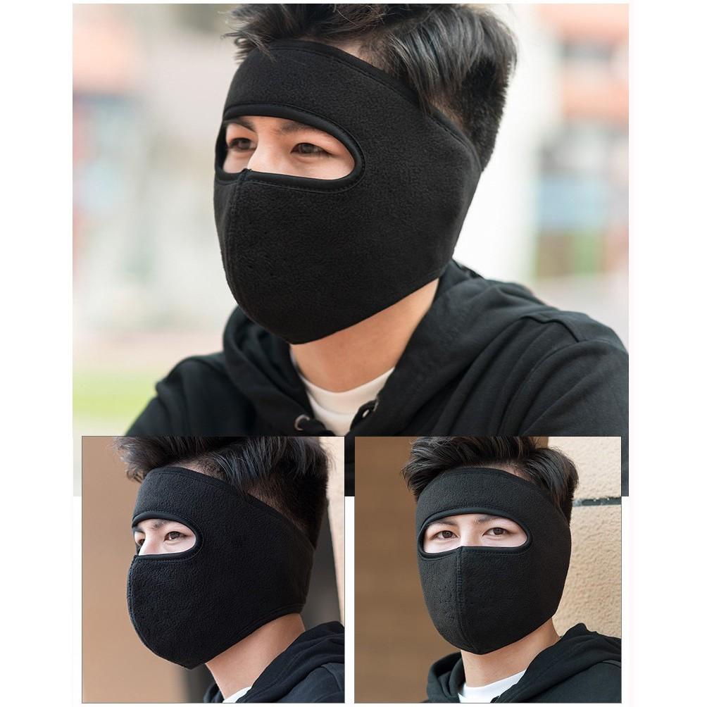 Khẩu trang ninja vải nỉ dán gáy che kín tai chống nắng chạy xe phượt nam nữ hè