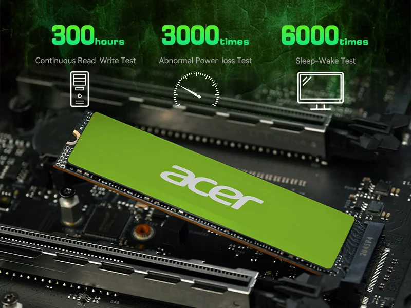 Ổ cứng SSD Acer FA200 M.2 NVMe 2.0 PCIe 4.0; Read speeds up to 7200 MB/s; tương thích Laptop, PC, PS5 - Bảo hành 5 năm Hàng chính hãng