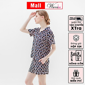 Đồ bộ mặc Wannabe, bộ short BSC19 kiểu dáng áo pijamas quần short trẻ trung năng động