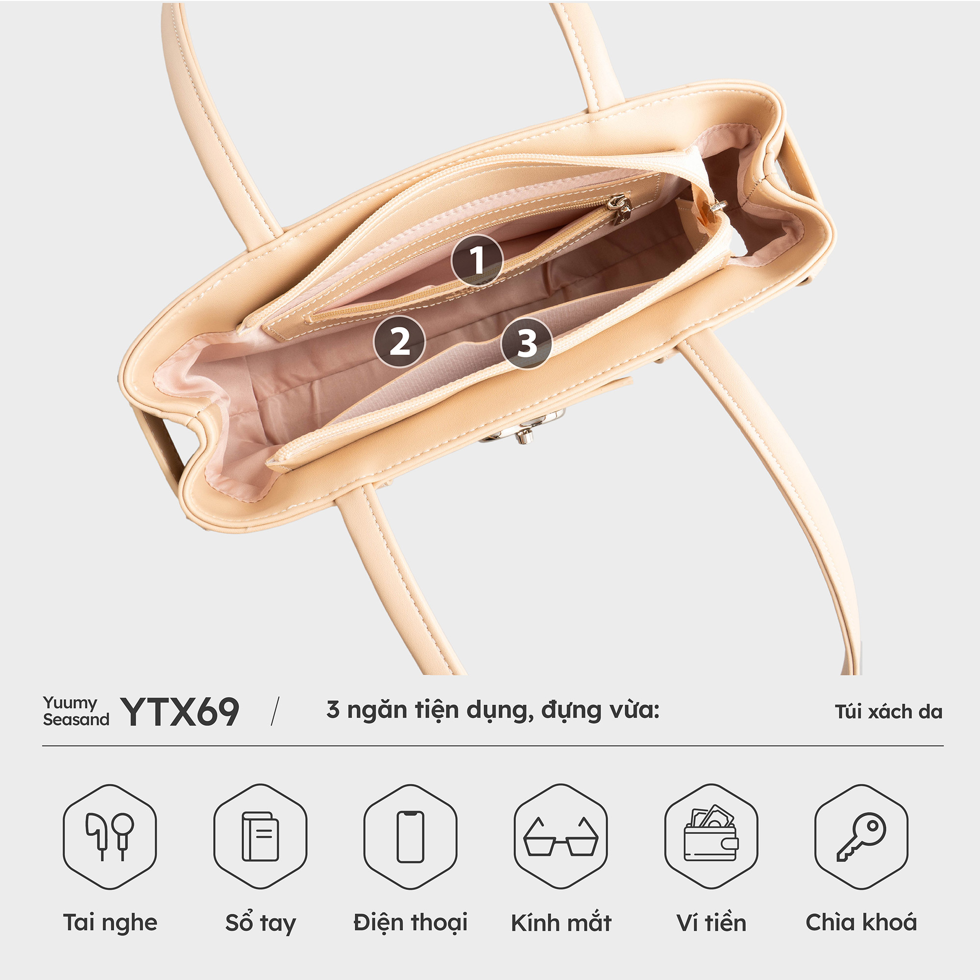 Túi Yuumy ( Thời trang nữ phối khóa trang trí - Túi xách da Seasand YTX69 )