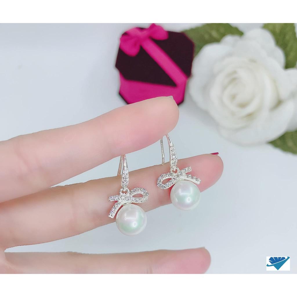 Bông tai bạc khuyên tròn hoa trai chất liệu bằng bạc s925 MS0094