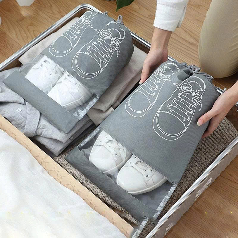 Giỏ đựng giày , Túi đựng giày dép dây rút Có Hình chống bẩn đi du lịch dã ngoại