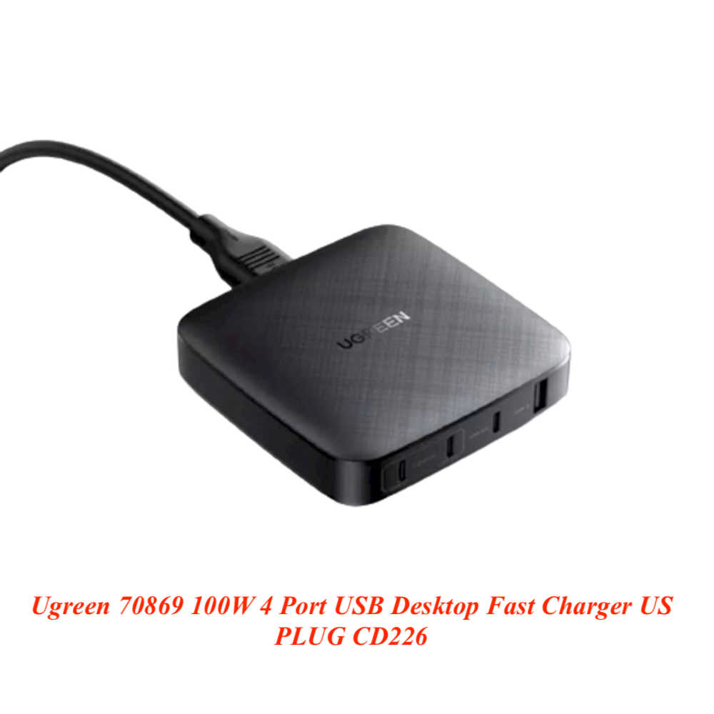 Ugreen UG70869CD226TK 100W 4port USB-C Màu đen Bộ sạc nhanh để bàn 4 cổng USB-C - HÀNG CHÍNH HÃNG