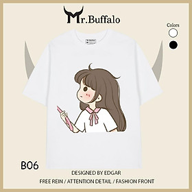 Áo đôi , áo thun cặp nam nữ tay lỡ Unisex form rộng vải cotton% B05B06- Mr.Buffalo