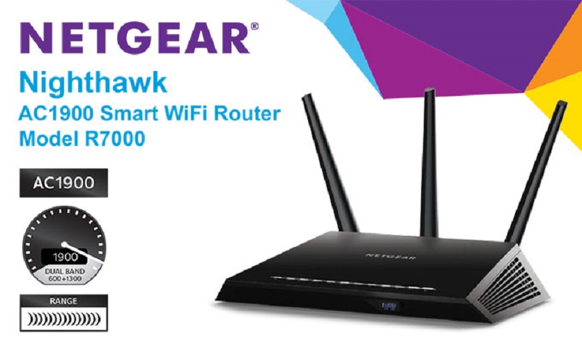 Thiết Bị Phát Sóng Băng Tần Kép 2.4GHz & 5GHz Chuẩn AC1900 NIGHTHAWK SMART Wifi Router NETGEAR R7000 - Hàng Chính Hãng