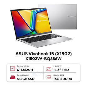 Asus Vivobook 15 X1502VA-BQ886W (Intel Core i7-13620H | 16GB | 512GB | Intel Iris Xe | 15.6 inch FHD IPS | Win 11 | Bạc) - HÀNG CHÍNH HÃNG