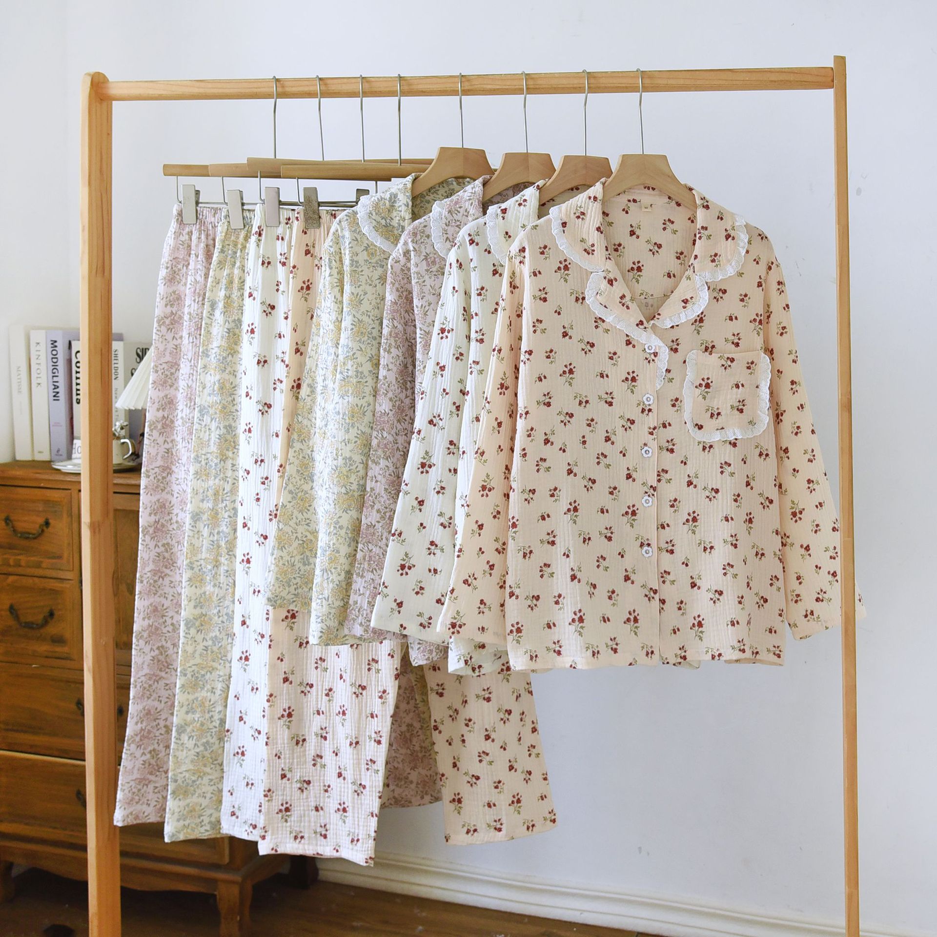 Bộ Đồ Mặc Nhà Dài Tay Chất Liệu Xô Muslin Hàng Cao Cấp