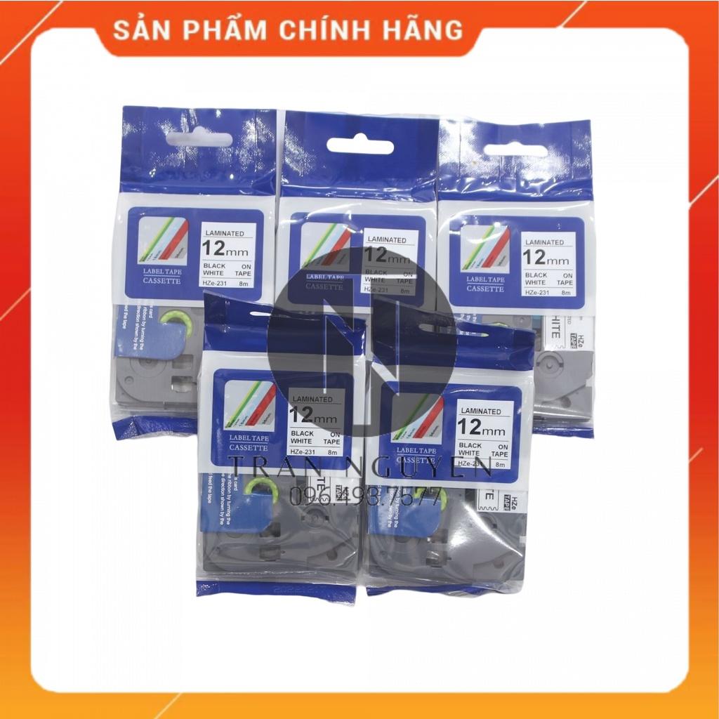 Nhãn In Brother HZe-231 - Đen nền trắng 12mm x 8m - Hàng nhập khẩu