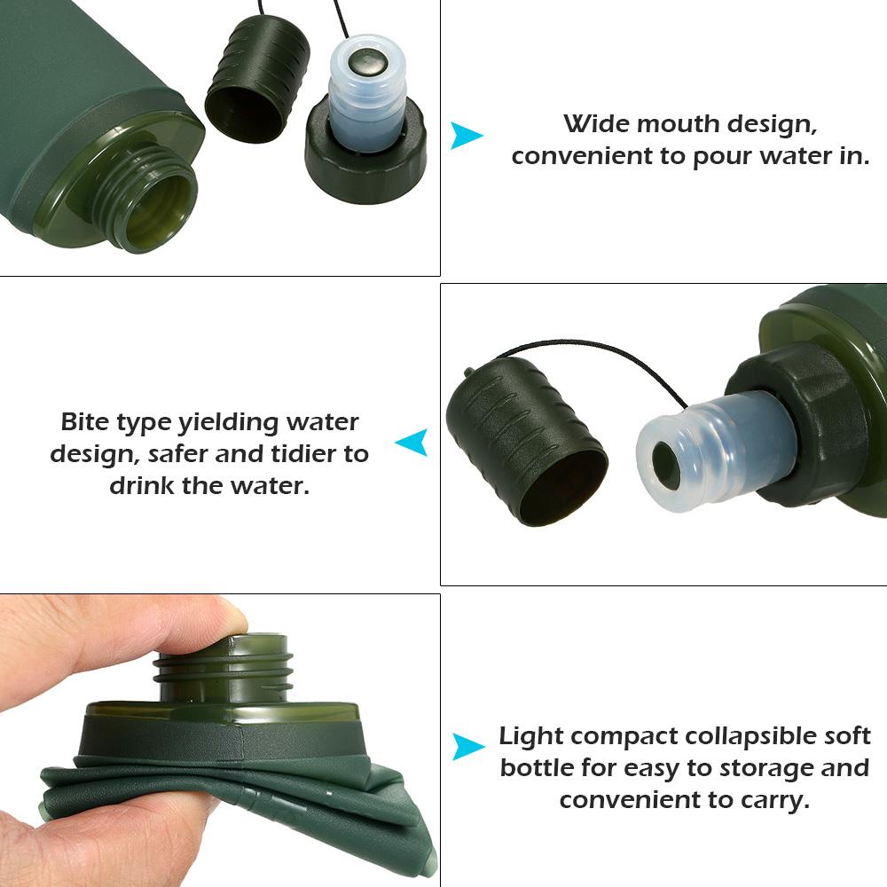 Chai nước thể thao chạy bộ , cắm trại, đi bộ đường dài TPU có thể gấp gọn
