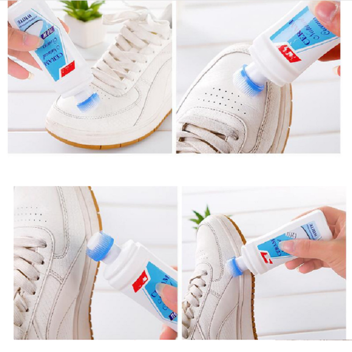 Chai Cọ Tẩy Trắng Giày Dép Túi Xách Plac 100ml Đầu Chổi, Nước Tẩy Vết Bẩn Ố Vàng, Dung Dịch Tẩy Rửa Vệ Sinh Giày Dép Chuyên Dụng Cho Gia Đình