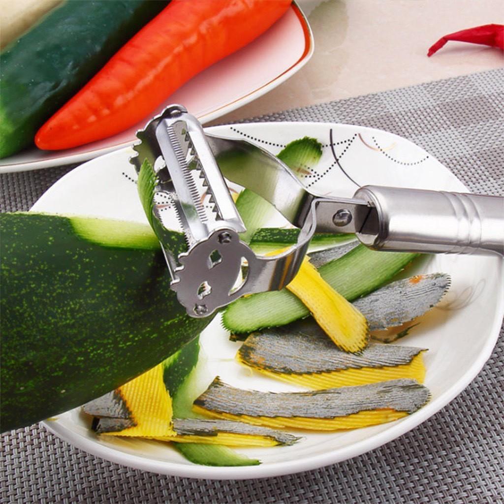 Nạo củ quả inox đa năng 3 trong 1 có thể bào sợi - nạo vỏ trái cây inox cao cấp