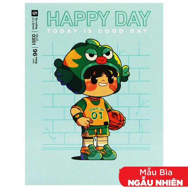 Tập Class Happy Day - 5 Ô Ly Vuông - 96 Trang 58gsm - Hồng Hà 0351 (Mẫu Bìa Giao Ngẫu Nhiên)