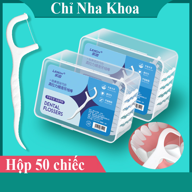 Phụ kiện nhà bếp phòng ăn - Set hộp 50 cây tăm chỉ nha khoa ,an toàn dễ sử dụng