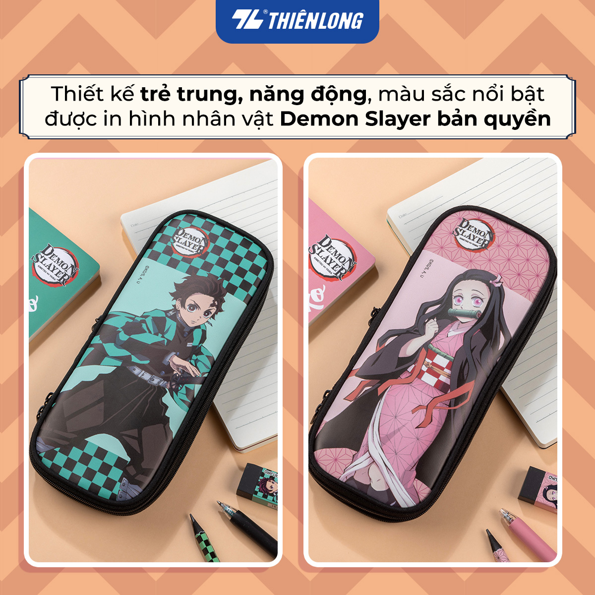 Túi bóp đựng bút viết nhân vật Demon Slayer Thiên Long PCA-022/DS