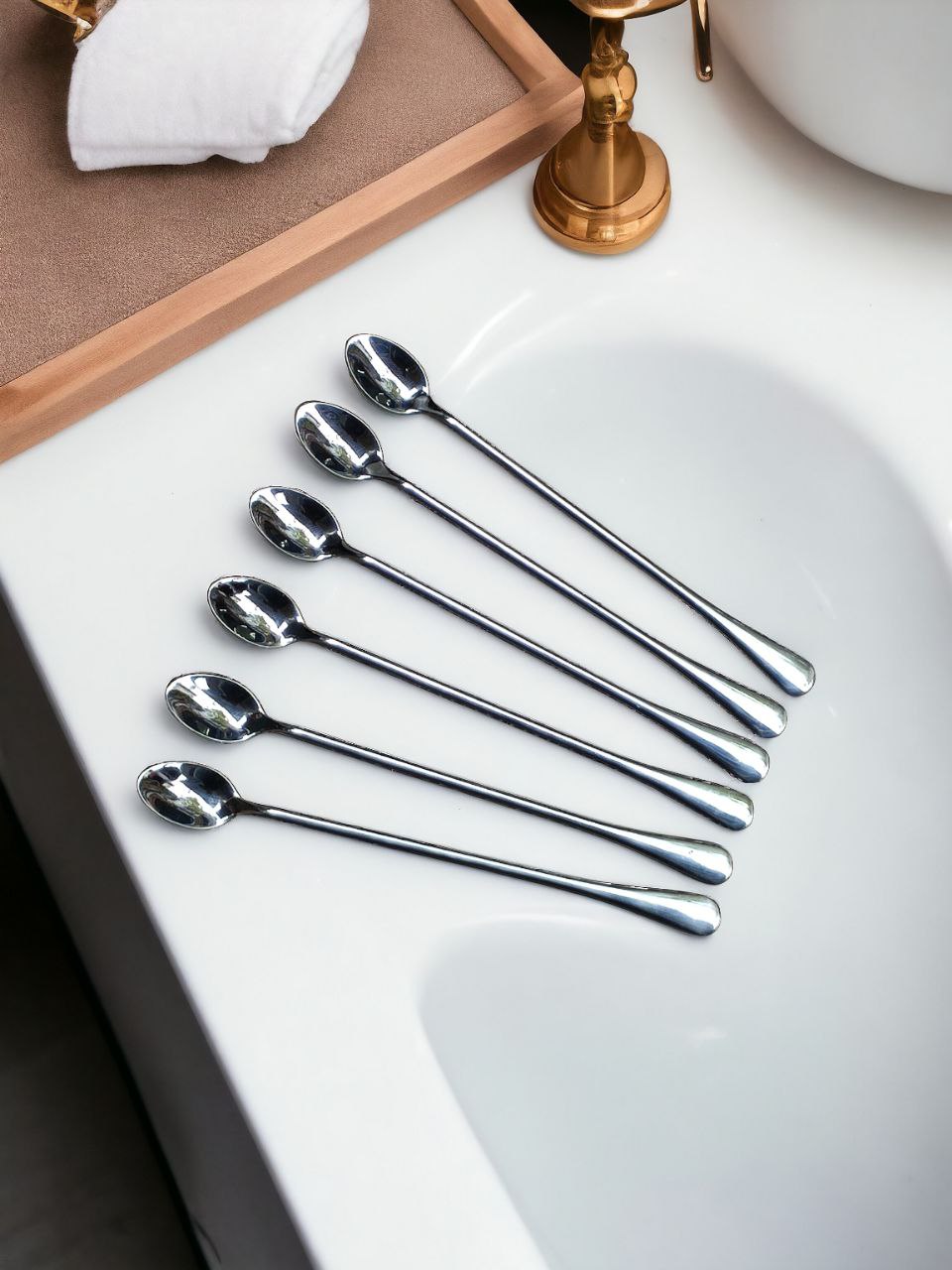 Sét 6 thìa muỗng cà phê khuấy đồ uống inox cao cấp - dài 24cm