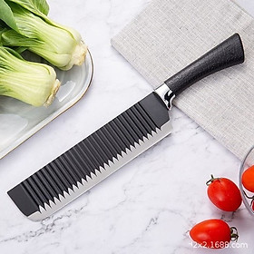 Dao Nhật K01 - đen mũi vuông ,dao bếp thiết kế gợn sóng ,giảm mút dính lưỡi dao thép không rỉ , sắc bén ,cán dao bọc cao su êm ái , chắc chắn chống trơn trượt 