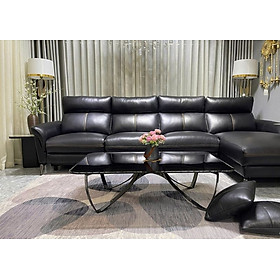 Sofa chỉnh điện góc L 100% da bò Italy Juno sofa màu đen – SFDLCT29 dài 3m3 x 1m7  hàng cao cấp chuẩn da bò nhập khẩu Ý