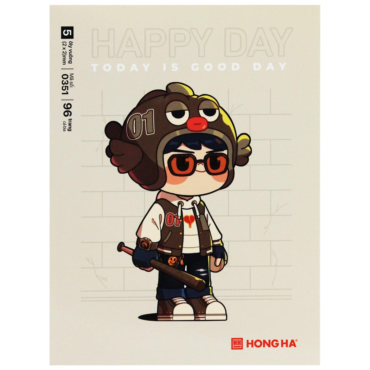Tập Class Happy Day - 5 Ô Ly Vuông - 96 Trang 58gsm - Hồng Hà 0351 (Mẫu Bìa Giao Ngẫu Nhiên)