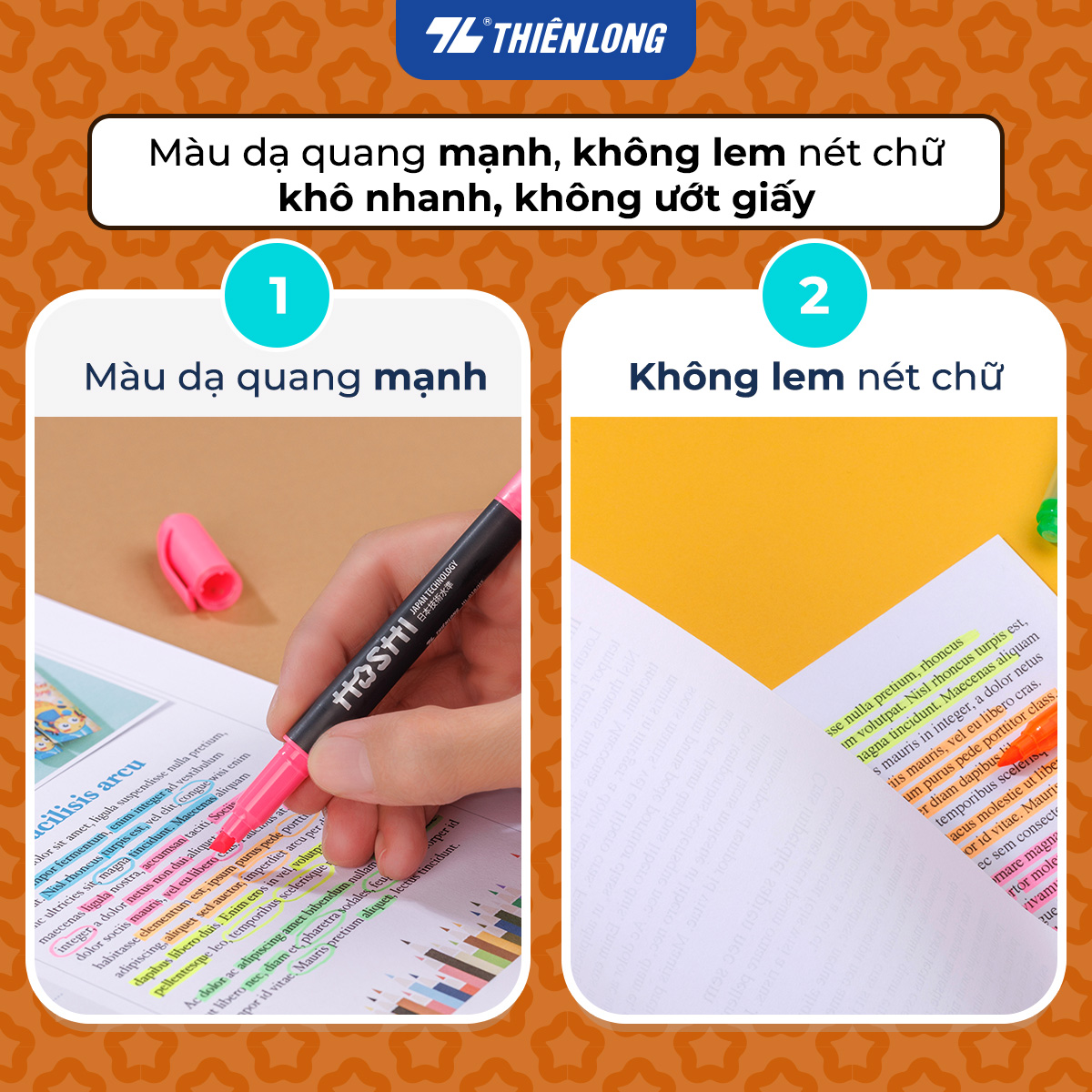 Bút dạ quang Hoshi Thiên Long HL-018/HS - Công nghệ Nhật Bản