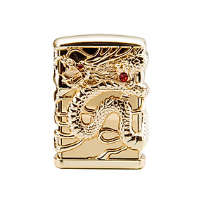 Vỏ Hột Quẹt Bật Lửa Xăng Đá Zorro Z91299A Thiết Kế Họa Tiết Rồng Quận 4 Mặt Ôm Ngọc Đỏ May Mắn -KHÔNG XĂNG