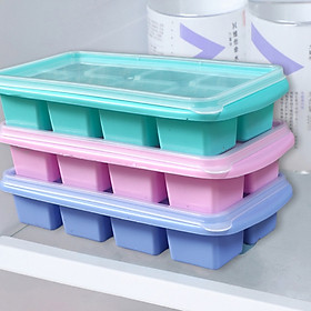 COMBO 3 Vỉ đá, Khay làm đá, Khay đựng đồ ăn dặm có nắp loại 8 viên 