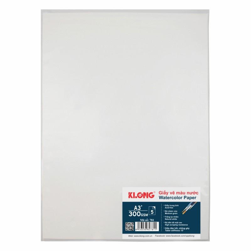 Giấy vẽ màu nước cao cấp KLONG A3+ 05 tờ 300GSM; MS: 781
