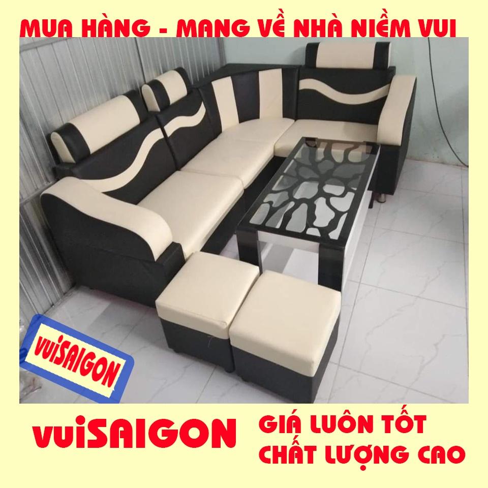 Ghế Sopha nệm mút góc L tặng 1 bàn và 2 ghế đôn, bền đẹp hiện đại , phù hợp mọi gia đình, giá tại xưởng
