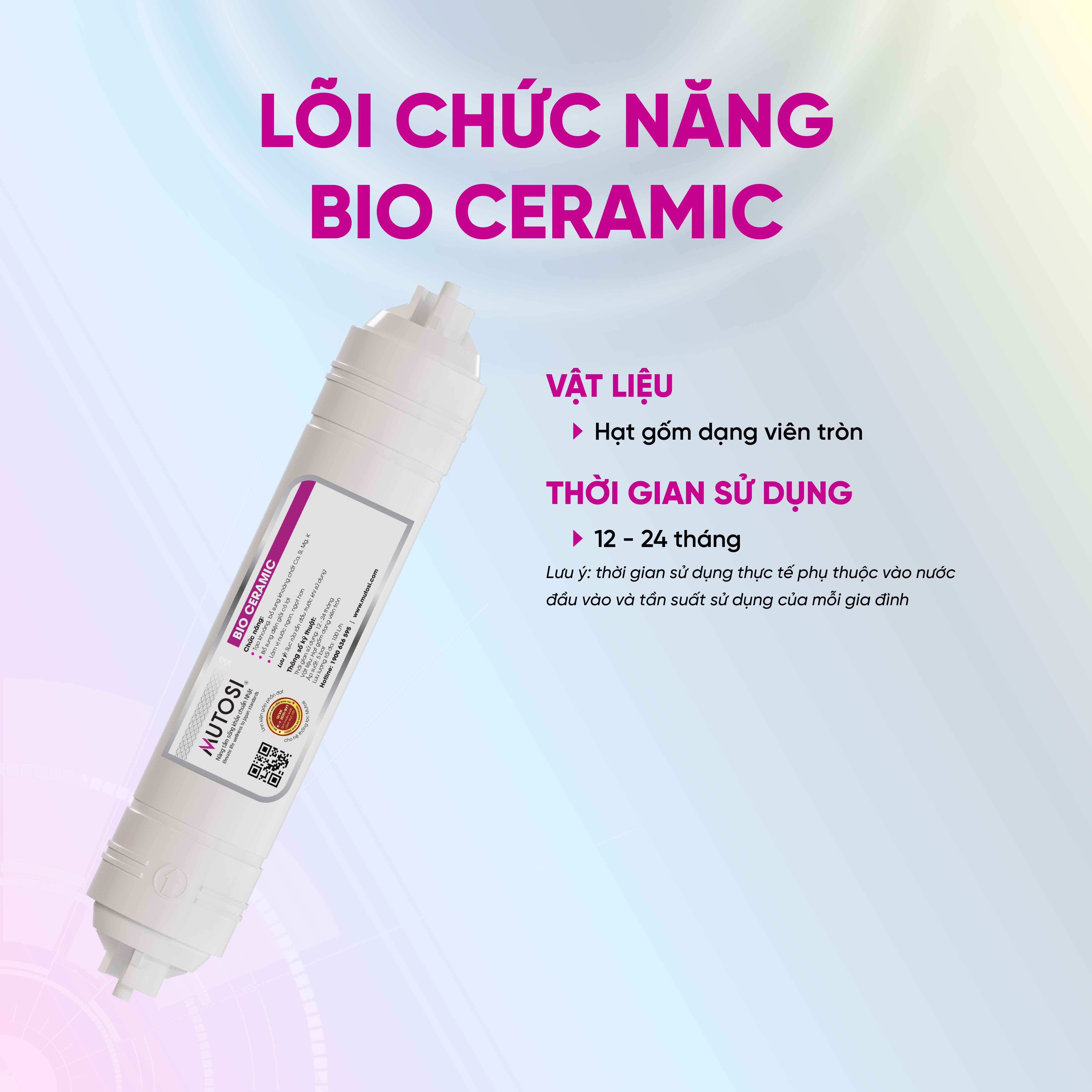 Lõi lọc nước chức năng - Hàng chính hãng Mutosi Số 6/7 - Lõi đúc nối nhanh - BIO CERAMIC - Lõi bù khoáng, điện giải