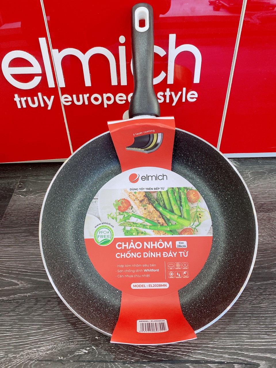 Elmich Chảo nhôm chống dính đáy từ EL 2028MN size 28cm