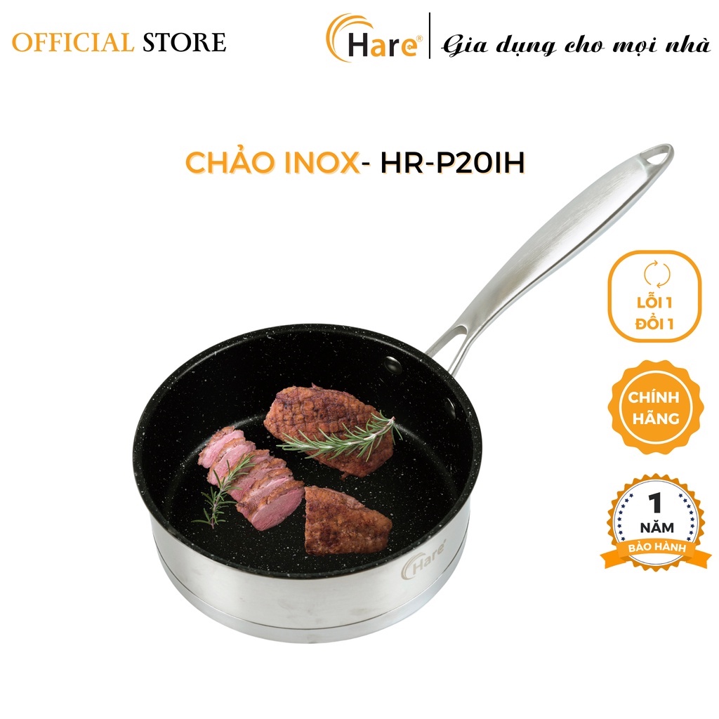 Chảo chống dính Inox có từ HR-P20IH (20cm) - thương hiệu Hare - lỗi 1 đổi 1
