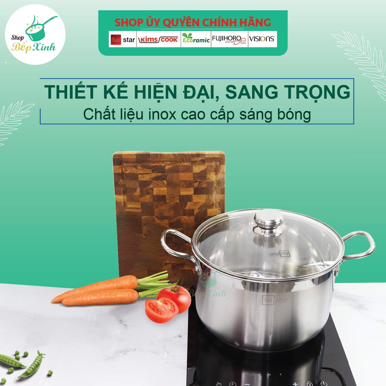 Nồi Inox 3 Đáy Nắp Kính Fivestar N28-3DG (28cm) - Hàng Chính Hãng