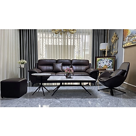 Combo ghế sofa da bò Italy Tundo màu nâu – SFCT01 2m hàng cao cấp chuẩn da bò nhập khẩu Ý